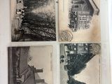 plusieurs vieilles photos en noir et blanc représentant un bâtiment et une horloge
