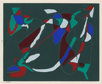 une image représentant un tableau où l'on voit un groupe de personnes sur un fond vert