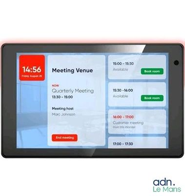 l'écran d'une tablette affichant le programme d'une réunion