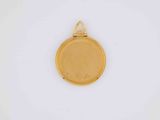 a close up of a gold locke on a white background