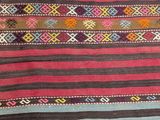 an old rug with a multicolored pattern on it