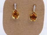 citrine and diamond drop earrings