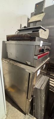 a stack of old ovens in a kitchen next to each other
