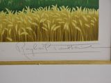 a picture of a painting of a field of wheat