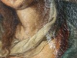 an old painting of a woman with a veil on her head