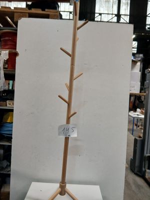 Lot de 5 portemanteaux sur pied en bois naturel, structure s…