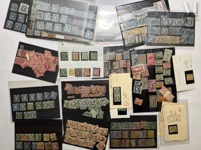 many different types of stamps on the table