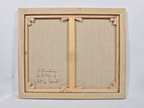 a close up of a wooden frame with a drawing on it