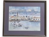 a picture of a painting of boats in the water