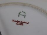 a white plate with a red and green design on it