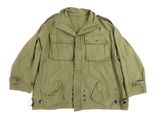 a green military jacket on a white background