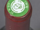 a close up of a wine bottle with a label on it