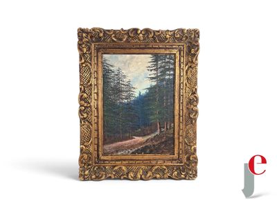 une image d'une photo d'un tableau représentant une scène forestière