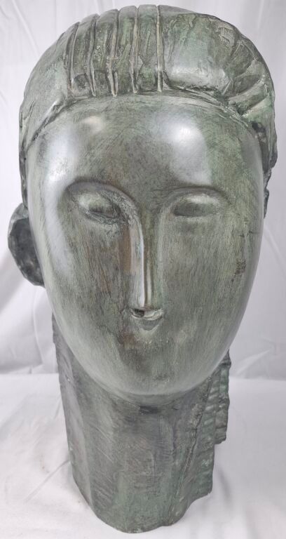 Amedeo Modigliani Tête Féminine Stylisée Bronze 52 cm