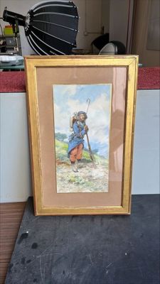 la photo d'une photo représentant un homme tenant un bâton