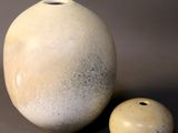 deux vases posés l'un à côté de l'autre sur une table