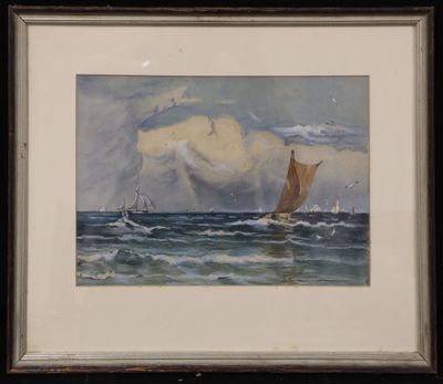 an image of a painting of a sailboat in the ocean