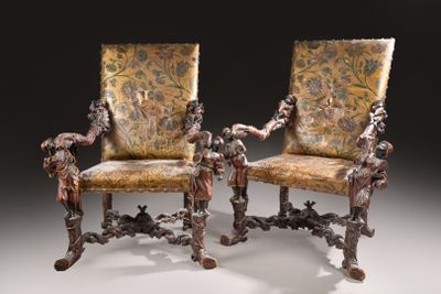 pair of carved wood chairs with floral upholstered upholstered upholstered upholstered upholstered upholstered upholstered