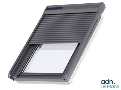 a close up of a window with a skylight on top of it