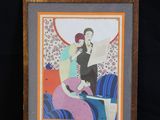 tableau représentant une femme et un homme assis sur un canapé