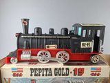 a toy train that is sitting on top of a box