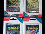 L'emballage contient trois paquets de cartes à collectionner Pokémon.