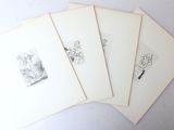five cards with drawings of a man and a woman on them