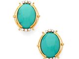 une paire de boucles d'oreilles en turquoise et diamants