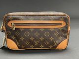louis vuittou toilet bag in brown and tan