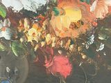a painting of flowers in a vase on a table