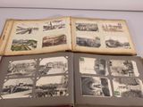 an open book with pictures of old buildings on it