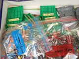 a box full of assorted toys and other items