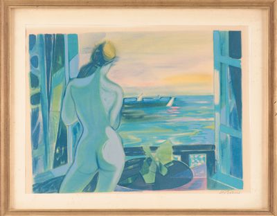 an image of a painting of a woman standing in front of a window