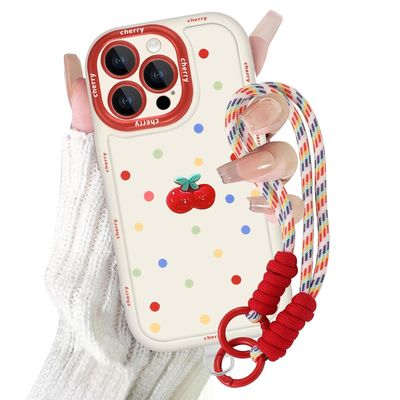 a person holding a cell phone case with a red apple on it