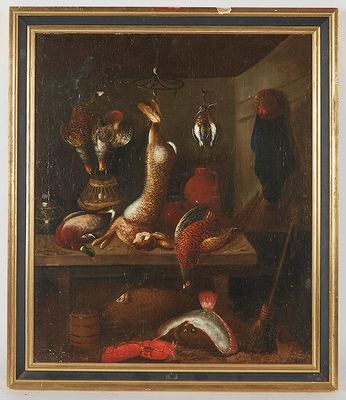 Ecole XIX dans le goût du XVII - "Nature morte au gibier et …