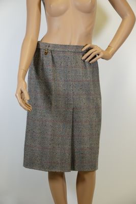 BURBERRY JUPE en laine gris chiné à décor de chevrons à deux…