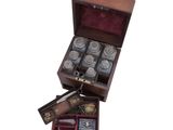 a wooden box with a set of silverware in it