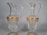 paire de vases anciens en cristal taillé, bordés d'or