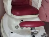 an image of a red and white chair in a room