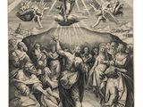 une gravure représentant l'Ascension de Jésus depuis la croix