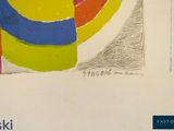 a drawing of a colorful object on a white paper