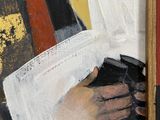 a painting of a man holding a book in his hand