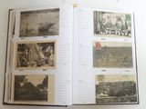 an open book with pictures of people on it
