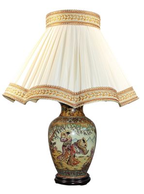 a lamp that is sitting on a table next to a lamp shade
