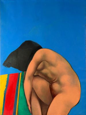 une image représentant un tableau où l'on voit un homme assis sur une couverture
