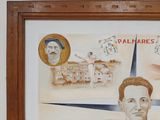 a picture of a painting of a man with a baseball bat