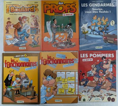 quatre bandes dessinées françaises posées sur une surface blanche