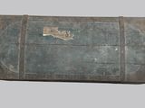an old suitcase that has a map on it