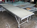 a table that has been set up outside of a building
