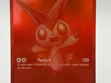 a red card with a picture of a pokemon character on it